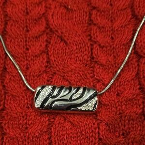 Lia Sophia Silver and Black Zebra Pendant Necklace